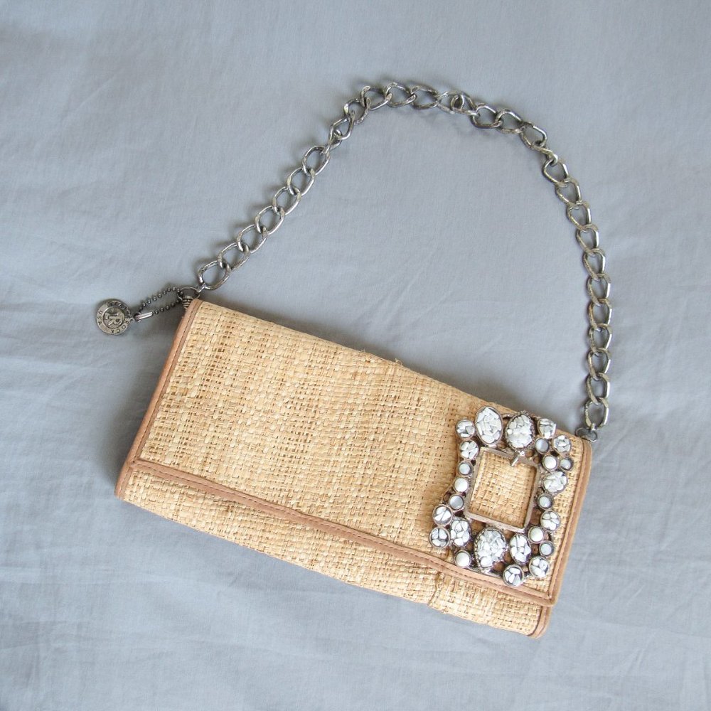 LEATHEROCK Chicest Chain Strap Woven Raffia Satchel Bag ~ Orig retail $245~ - Picture 13 of 13